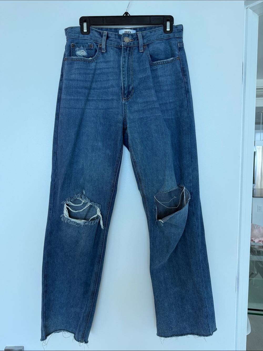 Just Black Denim High Rise Jeans with rip detail Size 28